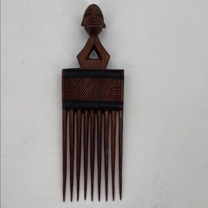 Vintage Hand-Carved African Wooden Comb Duafe